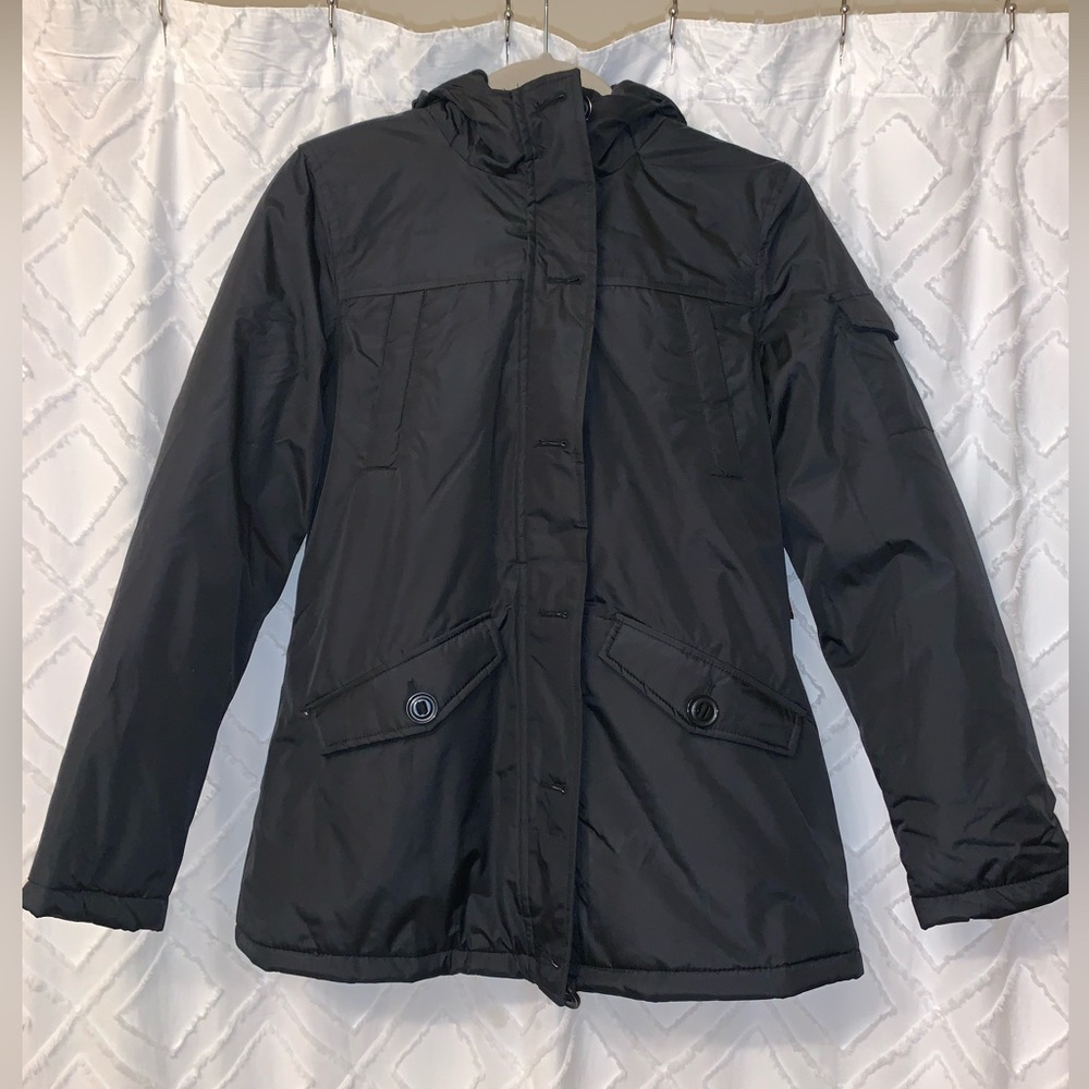 Black Puffer Winter Coat, NEW WITH TAGS, Hood With Removable Faux Fur